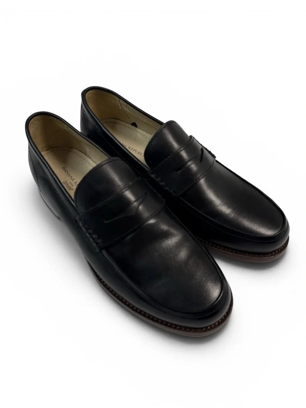 Banana Republic Men's Black Leather Penny Loafers Size 9 NWOB
